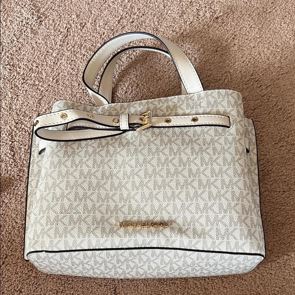 Michael Kors Cream Satchel with Gold Details